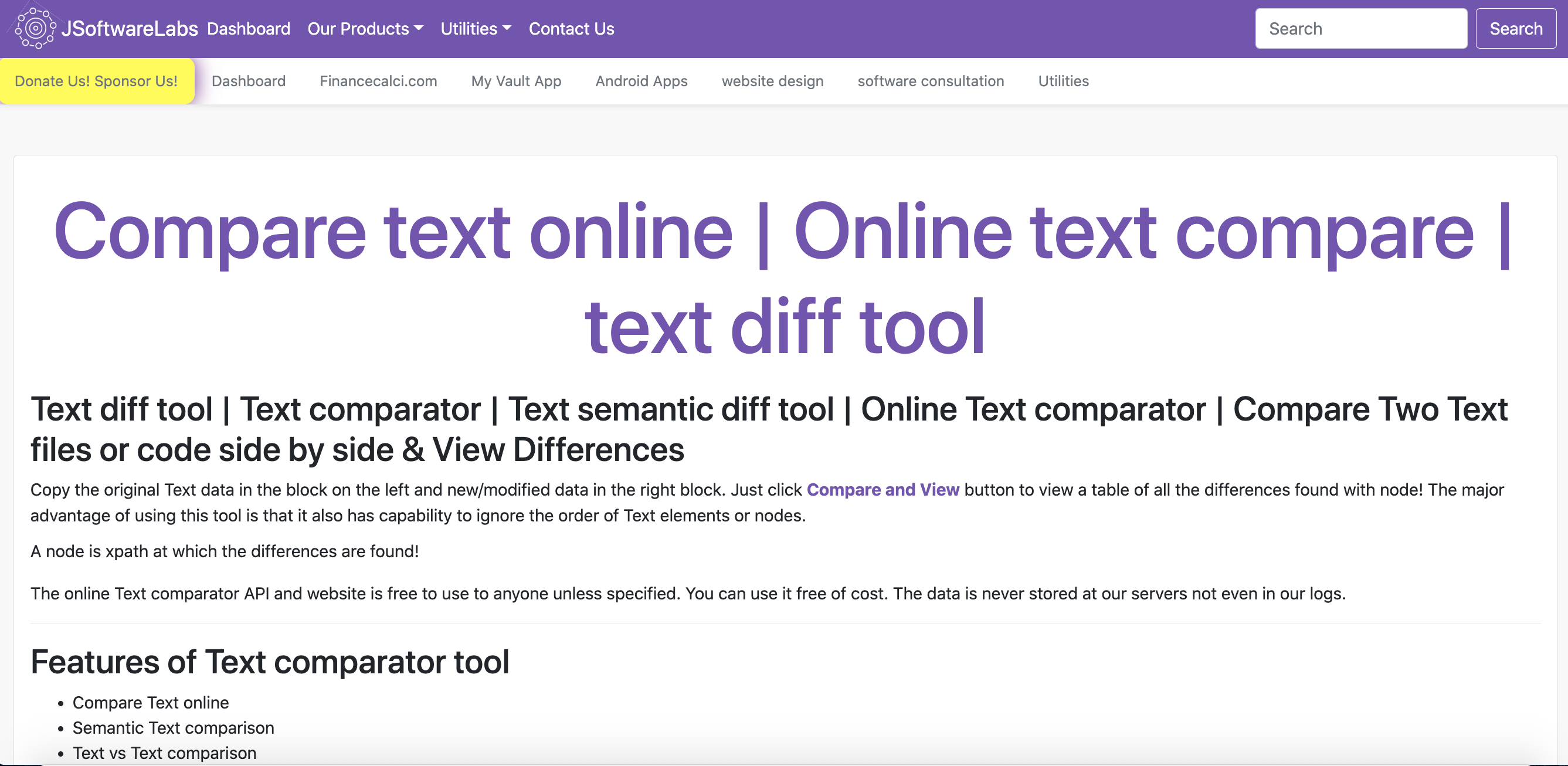 text comparator features